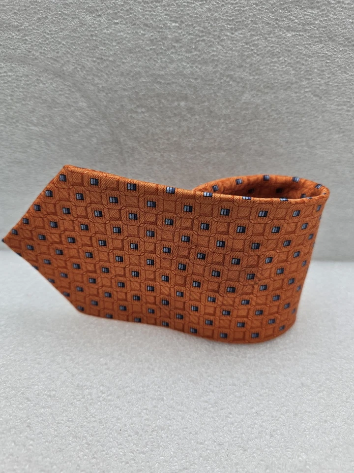 CORBATA BARDELLI ROMA 100% Seda Color Naranja Hecha en EE. UU. Foto 4 de 4