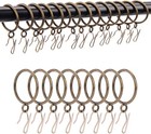 Curtain Rings with Hooks Rustproof Metal 1.25 inch Interior Diameter, Brass 