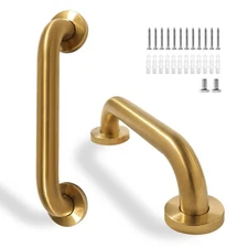 Shower Grab Bar, 2 Pack 12 Inch Gold Bathroom Safety Bar, 1.25" Diameter 304 ...