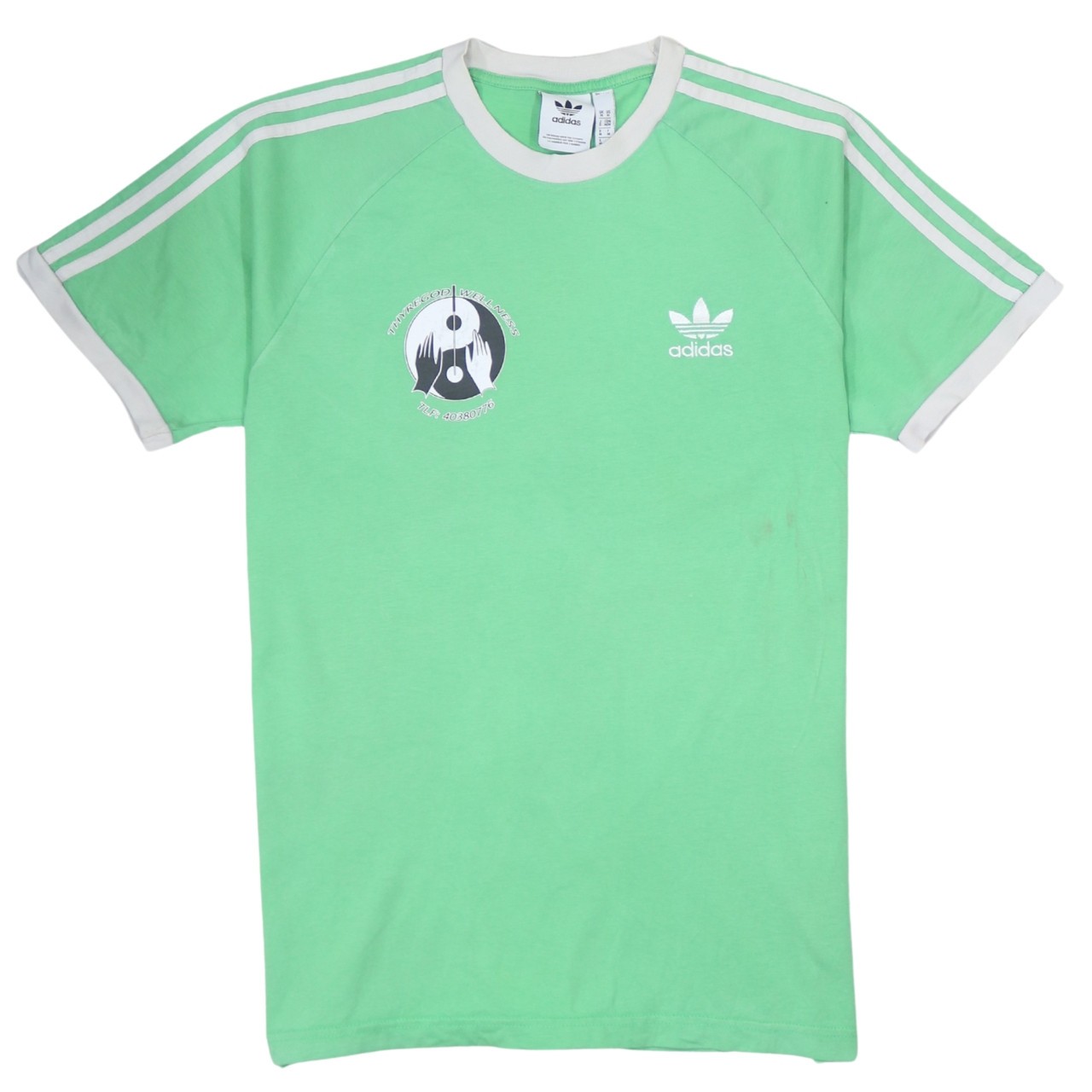Adidas Mens T Shirt Mint Green Raglan Short Sleeve Trefoil Graphic Sports Logo M