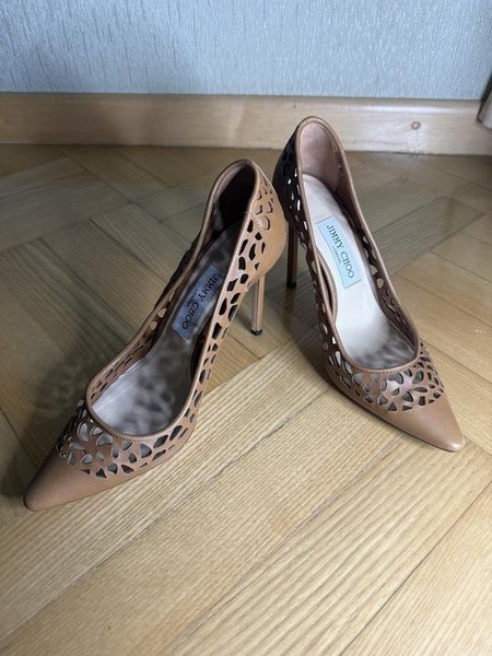 Damen Jimmy Choo Heels Senf Leder 38