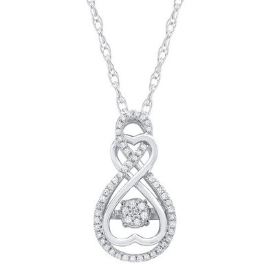 Halskette Sterlingsilber zwei Herzen tanzender Diamant für immer Liebe Unendlichkeit Anhänger