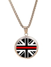Thin Red Line Military Silver Colour Necklace With Pendant And Gift Box