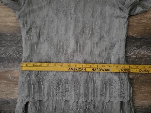 Vintage Helene Blake Kleid gefüttert Pullover Kurzarm oliv Spitze zierlich Gr. 10P - Bild 7 von 9