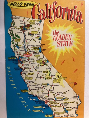Hello from the Golden State of California: - Vintage Postcard - Picture 2 of 3