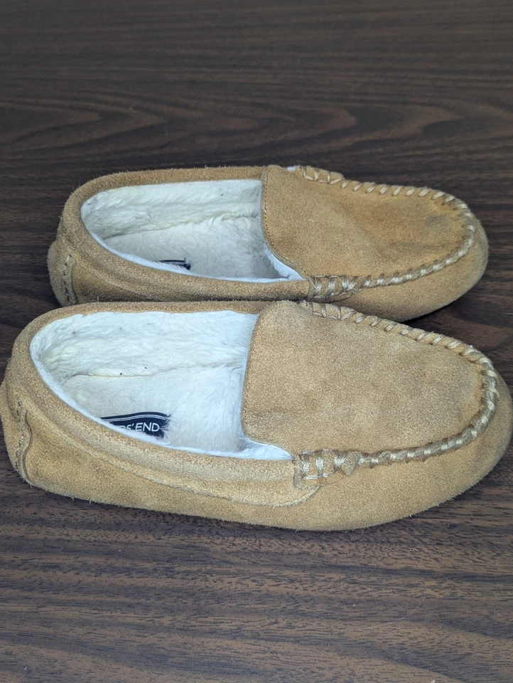 Zapatilla mocasín de gamuza forrada difusa Lands' End para mujer. Talla 6. Foto 2 de 4