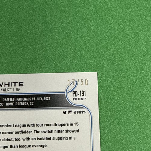 TJ White /50 GOLD Parallel 2022 Topps Pro Debut #PD-191 Nationals - Picture 4 of 4