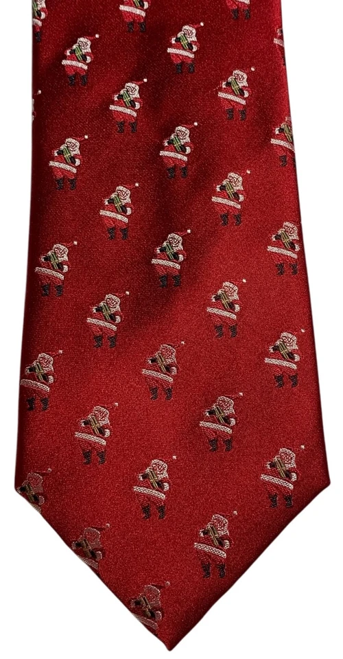 Corbata de Papá Noel tejida jacquard navideña de seda roja para hombre - 59" L/3,5" W fabricantes de camisas águila Foto 2 de 4