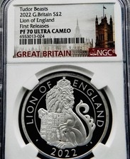 🇬🇧 2022 UK £2 Lion of England 1oz Silver Proof NGC PF70 UC First Releases