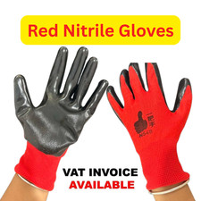 24 Pairs PREMIUM NITRILE COATED Red Nylon Work Gloves Builders Gardening Grip