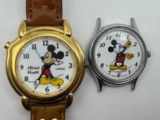 LORUS DISNEY MICKEY MOUSE QUARTZ WATCH 2 GOLD SILVER V52T-X001 JAPAN REPAIR