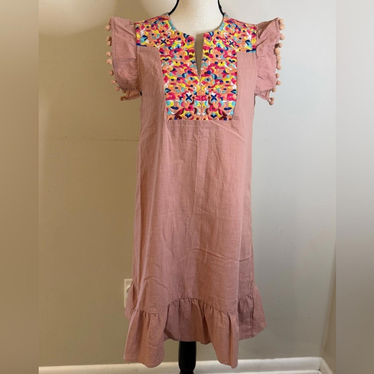 pink pom pom dress Pink Lace Pom-Pom Dress