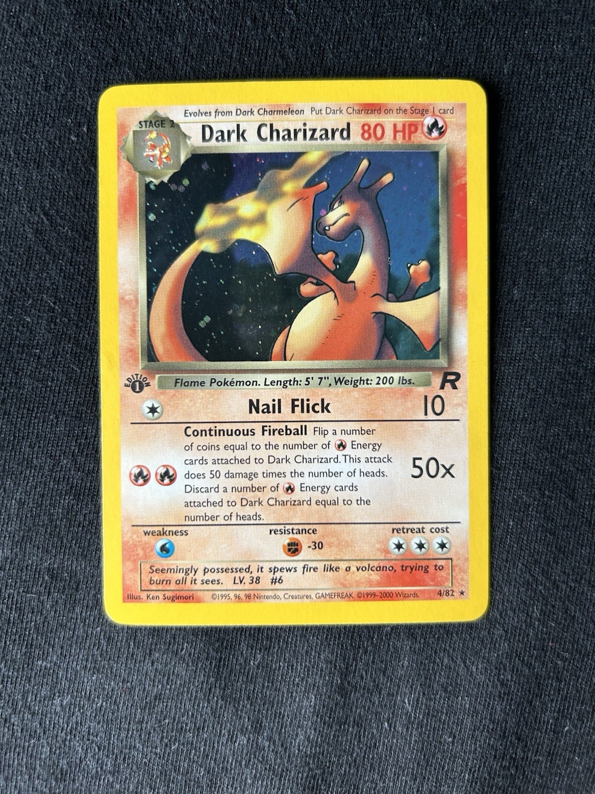 Dark Charizard - 4/82 - Pokemon Team Rocket 1st Edition Holo Rare Card WOTC LP
