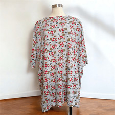 CUTE White Christmas Pajamas Nightgown Graphic Sleepshirt T Shirt Dress Top Larg