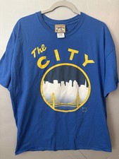 Men’s NBA Mitchell & Ness Golden State Warriors “The City” T-shirt Blue Size XL 