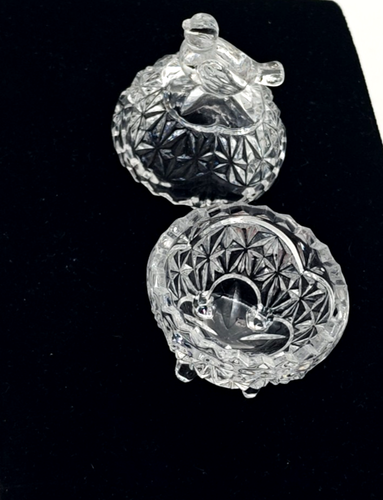 Vtg Cut Clear Crystal Glass Mini Ring Trinket Holder Bird on Top 3.5"H x 2"W - Picture 2 of 4