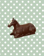 Medium Chestnut Brown Lying Foal | 1920s John Hill & Co Lead Farm Toy Figurine
