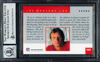 Joe Montana Signed 1992 Proline Portraits Card 329 49ers Auto GM