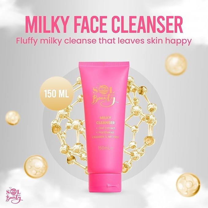 Sol Beauty Milky Face Cleanser 150ml Oat & Niacinamide for Dry Sensitive Skin