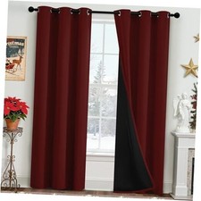 100 Blackout Curtains for Bedroom 2 38"W x 84"L Pack of 2 Burgundy Red