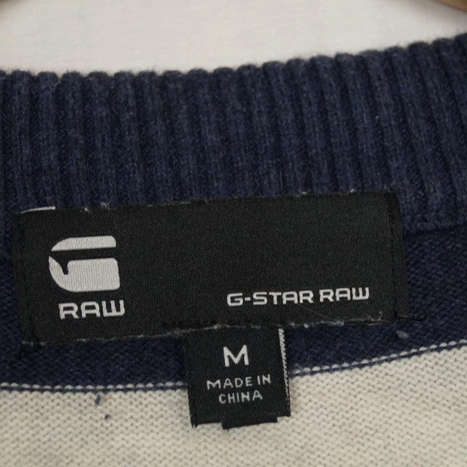G-STAR RAW мужской джемпер размер M ворота Джерси серый пуловер в полоску узор - Изображение 4 из 4