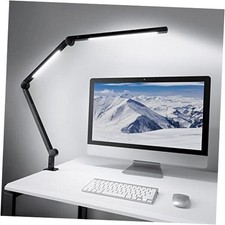 LED Desk Lamp with Clamp, Dual Light Desk Lamp with Swing Arm, 4 Color Black
