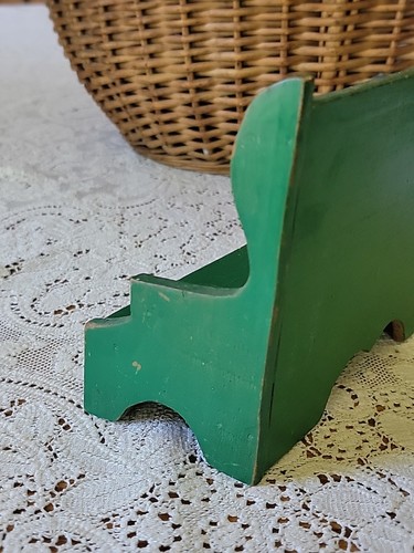 Antique Vintage Green Wood Dollhouse Deacons Settle Bench Great Patina 7.25"w B - Picture 8 of 14