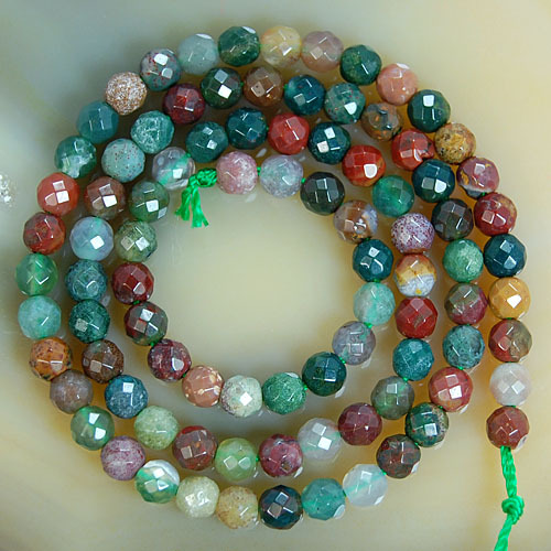 Faceted Natural Indian Agate Round Beads 15" 4 6 8 10 12 14 16mm Pick Size - Bild 2 von 8