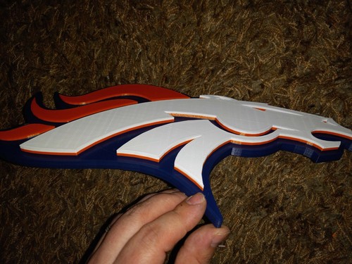 Denver Broncos 12 Inch Diameter NFL Football 3D Logo's 3D Printed Sign - Picture 4 of 4