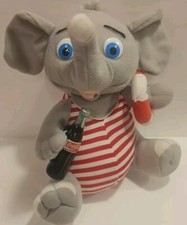1993 Coca Cola Brand Plush Collection 9" Elephant Lifeguard Holding 3" Coke