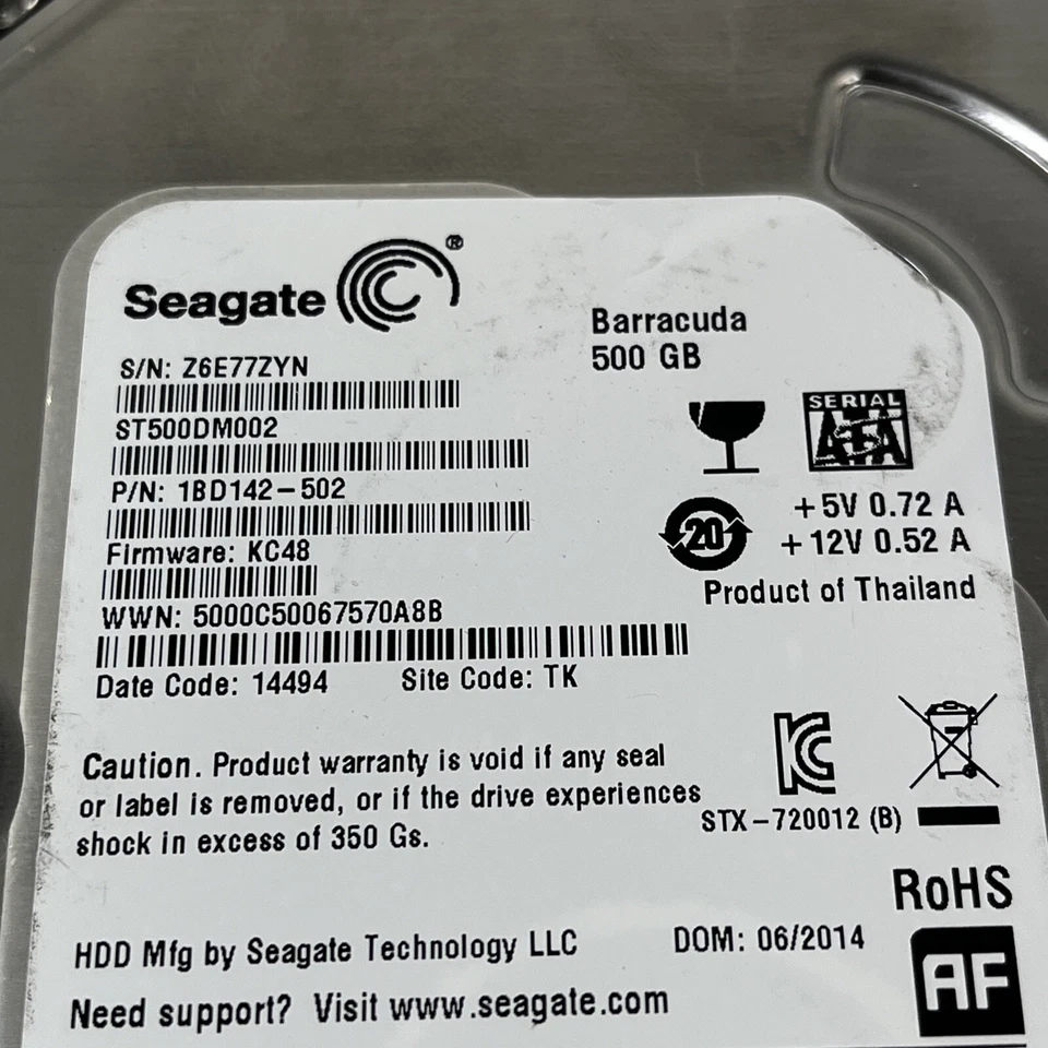 Seagate Barracuda ST500DM002 500GB SATA III 3.5 in Desktop Hard Drive Free Ship - Image 2 of 4