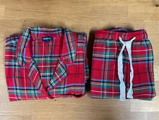 GAP BODY Womens Pajama Set Button Front Top & Elastic Waist Bottoms XS Red Plaid