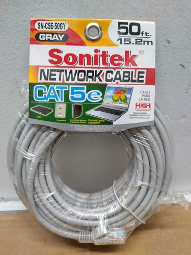 Sonitek 50 piedi grigio placcato oro contatti rame CAT-5E cavo di rete computer - Foto 1 di 5