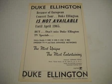 DUKE ELLINGTON Is Not Available...until April original 1965 Promo Trade Ad