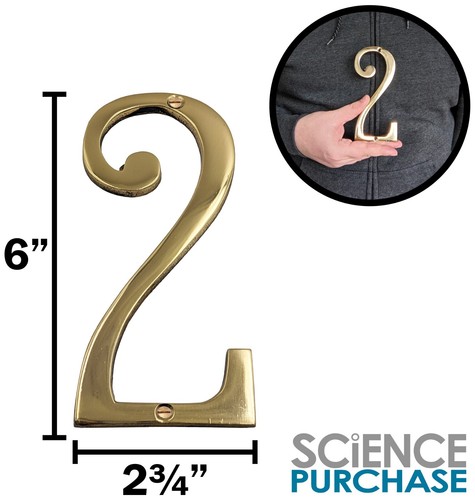 6-inch Shiny Gold House Number w/ Screws, Polished Brass, Mailbox / Home Numbers - Picture 12 of 45