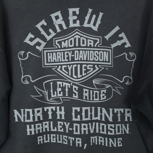 Harley Davidson Sweatshirt Mens 2XL Black Crewneck Faded Distressed Maine - Picture 15 of 24