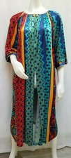 AMAZING 1960/70's Vintage Funky Print Velvet Robe - One Size