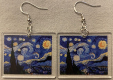 VINCENT VAN GOGH'S STARRY NIGHT EARRINGS - Acrylic w/Sterling Silver Ear Wires