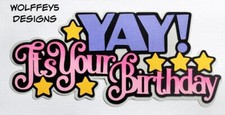 CRAFTECAFE BIRTHDAY girl TITLE premade paper piecing scrapbook diecut page piece