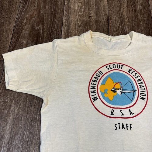 Vintage 50s 60s Winnebago Boy Scout Reservation B.S.A. White T-Shirt - Picture 5 of 15