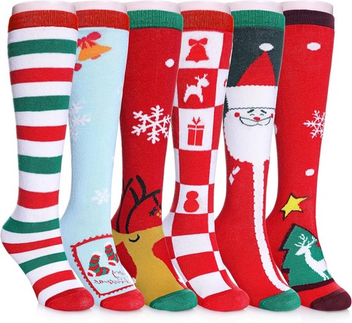 Girls Knee High Socks Kids Crazy Fun Gift Cute Animal Patterns Cotton Long Socks - Picture 20 of 28