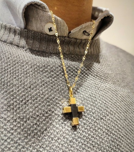 Anhänger KREUZ Kautschuk und 18 kt Gold, für den modernen und sportlichen Mann. 3,2gr - Bild 4 von 5