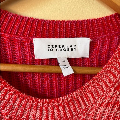 Derek Lam 10 Crosby Bicolor Crew Neck Sweater two-tone knit Merino Wool Size L - Picture 12 of 12