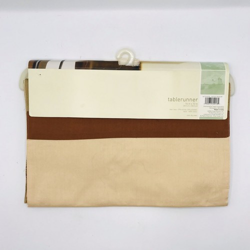Table Runner Beige, Tan, Brown, Metallic Gold, Bronze Color Block 14" X 72" NEW - Picture 3 of 5