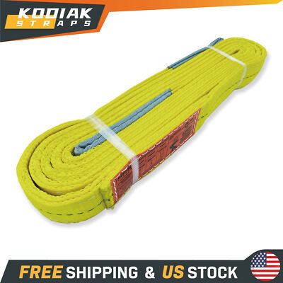 2''x4/6/8/10/12/15/20' 2-Ply Web Sling Flat Eye Tow Lift Strap Heavy Duty (1/2PC)