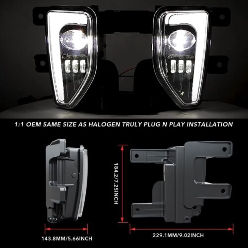 Pair LED Fog Lights DRL Bumper Lamps For 2016 2017 2018 Chevrolet Silverado 1500 - Foto 7 di 10