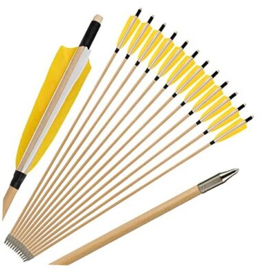  31'' Archery Traditional Wooden Arrows Hunting Arrows Target Practice 12 yellow