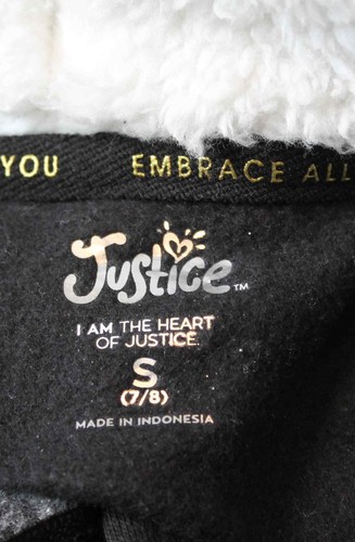 Girls Size S JUSTICE Black Hoodie w/ Glittery Logo (7/8) - Picture 6 of 6
