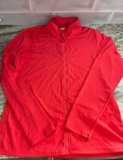 L L Bean Womens Full Zip Stretch Coral Jacket Pockets Size M UPF 50+