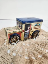 Vintage Cherrydale Farms Delivery Truck Tin Box Coin Bank and Rotating Wheels
